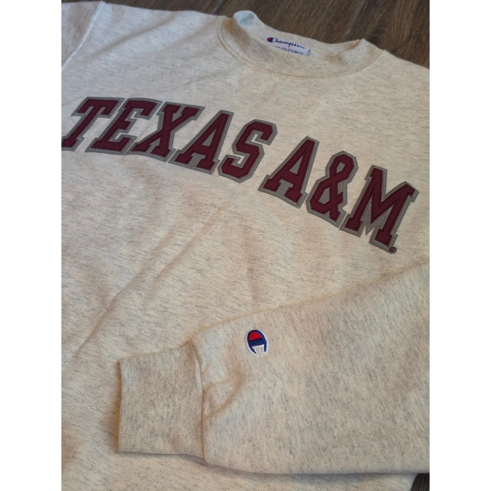 Vtg Champion Texas A&M University Sweatshirt Oatmeal Heather Grey Crewneck Small